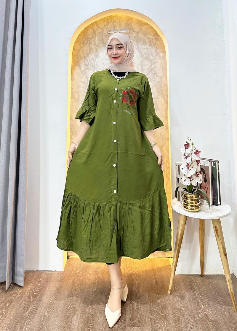 Product Introduction of DASTER DRESS WANITA | Daster Wanita Polos Lengan 3/4 Rayon Premium Adem Nyaman Jatuh LD 110cm Busui Kancing Bumil Rampel Bawah Santai 16