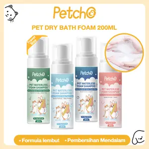 Petcho Busa Mandi Kering Untuk Hewan Peliharaan Sampo Kucing Sampo Anjing Busa Mandi Kering Kelinci Harum Bersih Penghilang Bau Ukuran Perjalanan Shampo Foam Tanpa Bilas 200ML