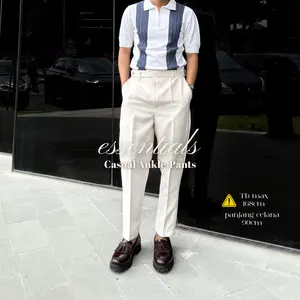 MEN'S ESSENTIAL CASUAL ANKLE PANTS | Celana Basic Pria Casual | High Quality Semiwoll Material | Clean Outfit Casual Style For Men