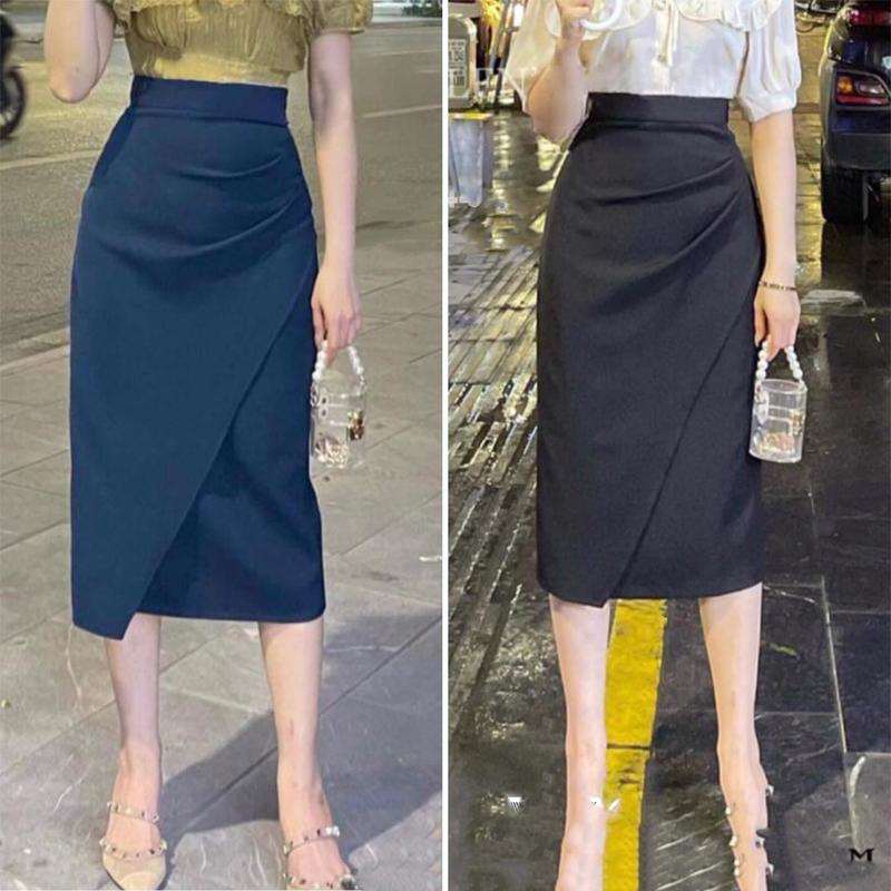  Chân Váy Nữ Mùa Hè Susu Clothing Dáng Bút Chì Dài 68cm Qua Gối BC Đắp Tà 2 Li Ngang 