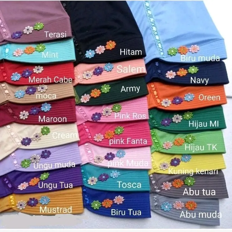 Kerudung Nama /kerudung bunga / Kerudung sekolah gratis request nama / kerudung nama motif bunga 1