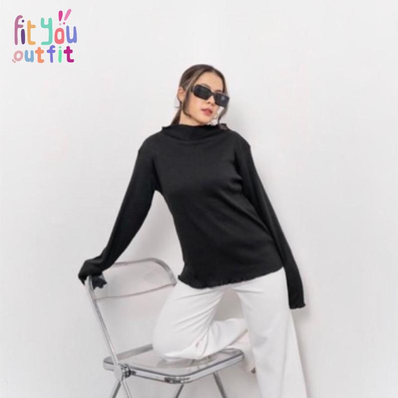 Fityoutfit - Sania Top - Atasan Wanita Panjang Basic Rib Knit Casual Nyaman Knitwear 3