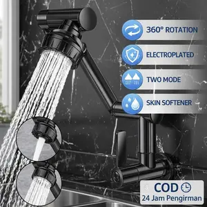 Kran Angsa Fleksibel 360° – Kran Dapur / Wastafel / Cuci Piring Tembok / Kran Air Rotasi