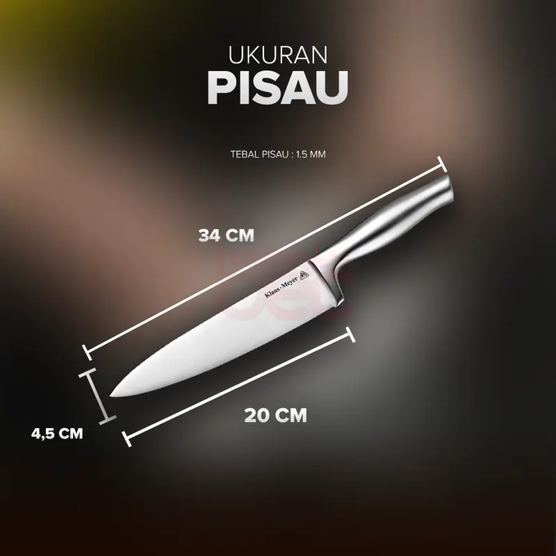 【BEC x Klaus-Meyer】Chef Knife Pisau Dapur Profesional Stainless Steel Super Tajam Triple Riveted Kitchenware 4
