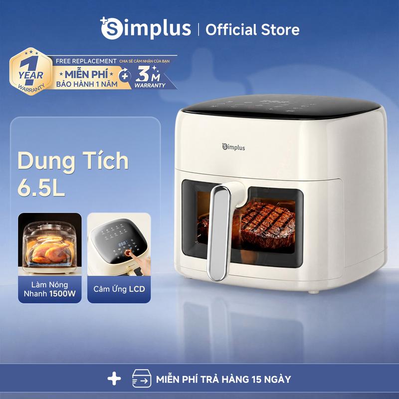 SimplusVN Nồi Chiên Không Dầu Cảm Ứng 6.5L KQZG018, Công Suất 1500W, Cửa Nồi…