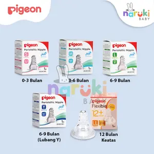 Pigeon Nipple Peristaltic Slim Neck Dot Ulir isi 1 pc With Box Size S M L Y LL