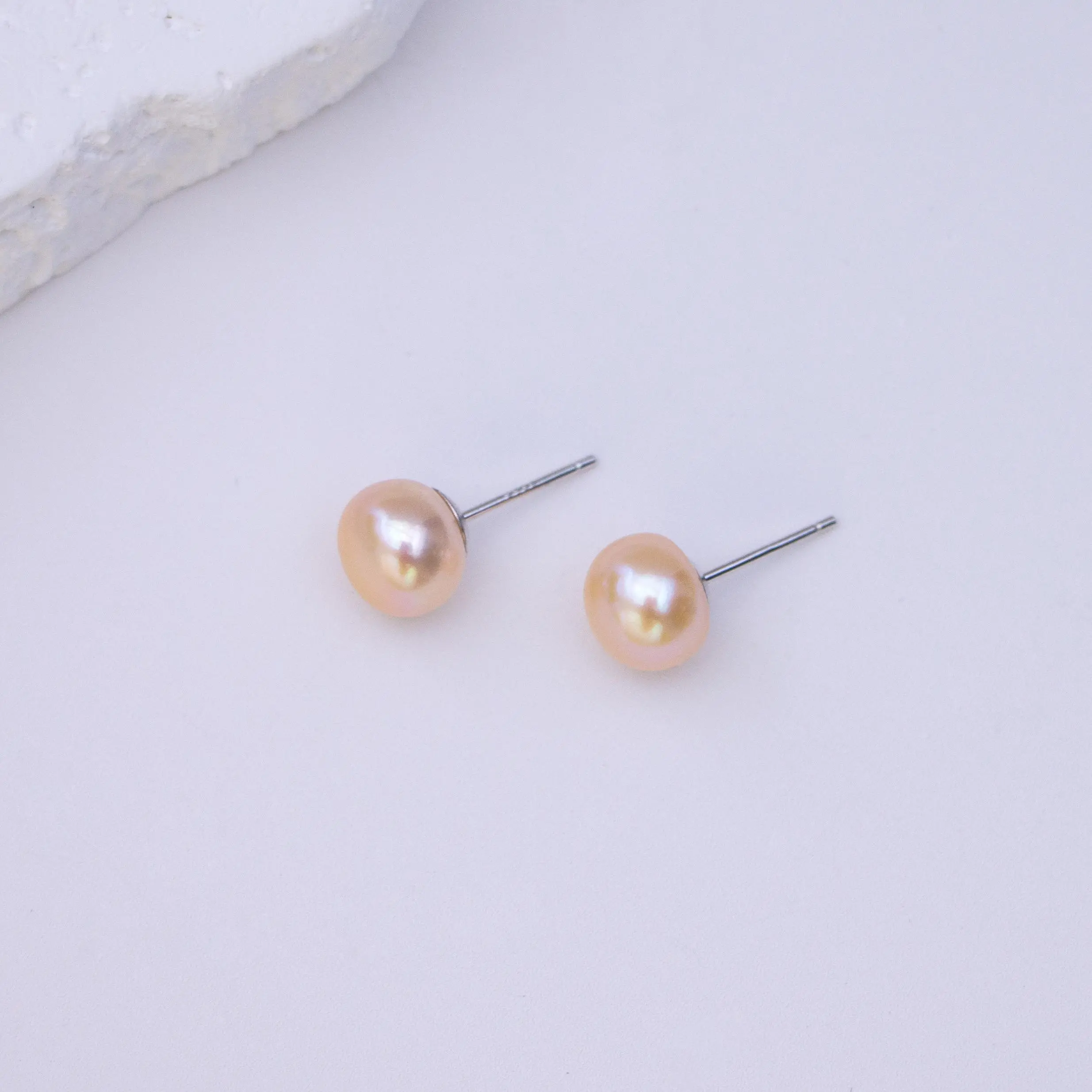 S925 silver freshwater pearl pink earrings 7-8mm ZH13347