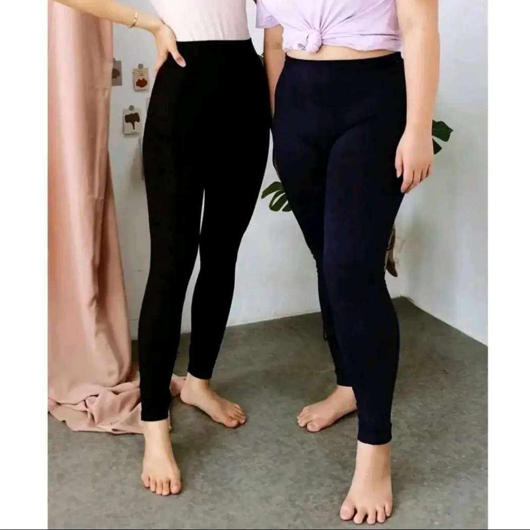 Ambil 2pcs Celana Leging Berbahan Jersey Premium, Bahan Halus Adem Dipakai, Bisa CODan Wanita Legging daily ❤ hitam Panjang Dewasa Tebal