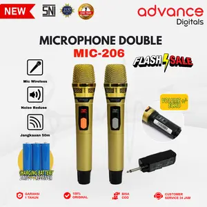 【New】Advance MIC-206 Double Mic Wireless Recharger Bisa digunakan untuk Souncard/Speaker Garansi Resmi 1 Tahun Gold Microphone