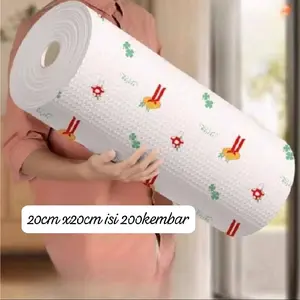 Tissue Dapur Roll Motif Pembersih Alat Dapur Bisa Dicuci Pakai Kembali 20x20cm 200Lembar
