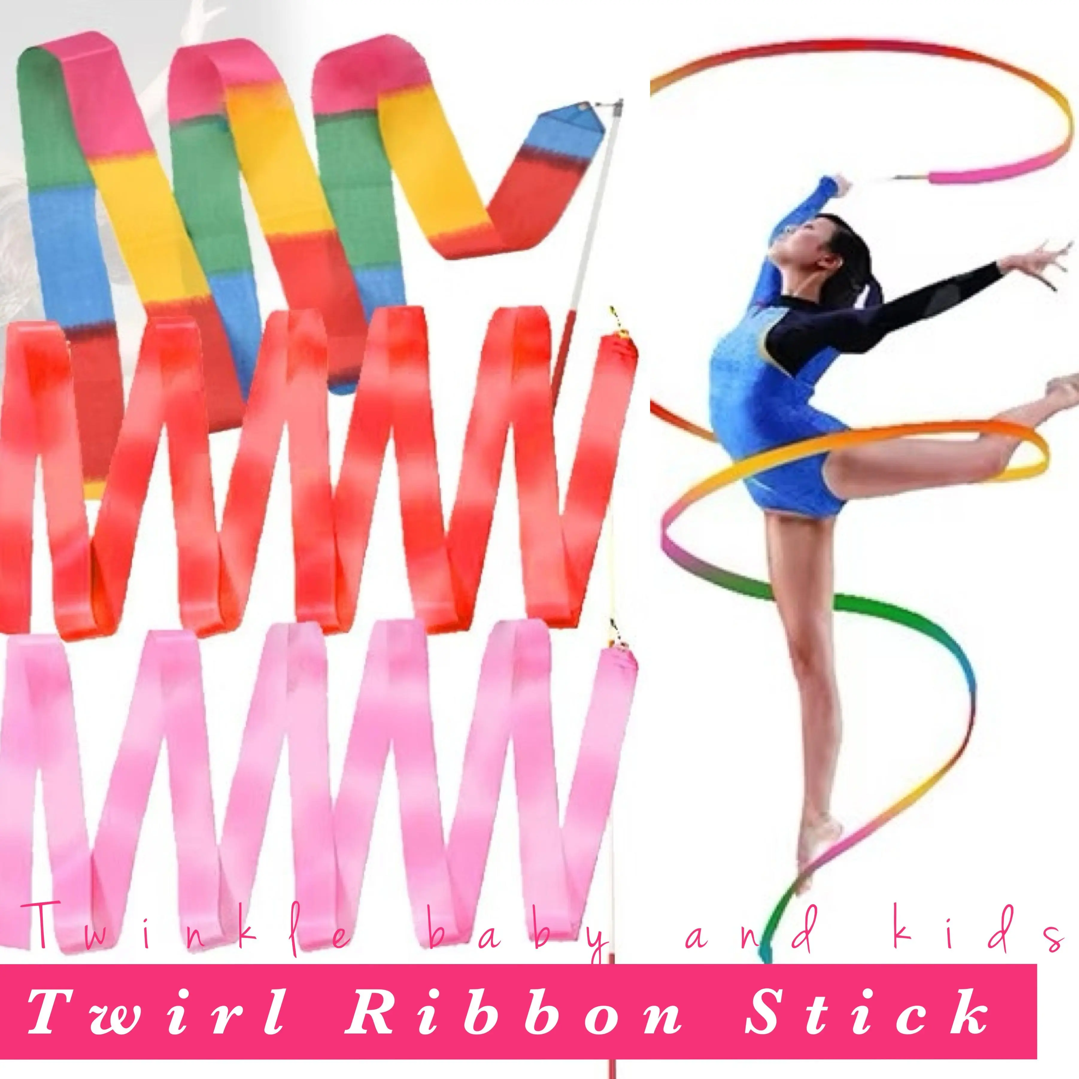 Pita Senam Ritmik Tongkat Twirling Twirl Stick Satin Balet Senam Ritmik Alat Peraga Latihan Senam Profesional Ballet Gymnastic
