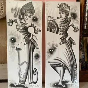 Lukisan penari 1 set, Lukisan Canvas buatan tangan, Lukisan Acrylic on Canvas, Lukisan Bali