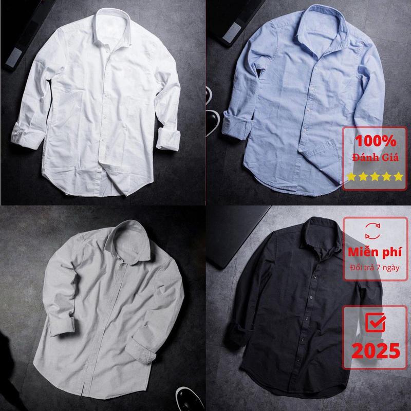 Áo sơ mi nam chất thô. Sơ mi cao cấp chất Liệu oxford 100% Cotton. Áo sơ mi tay dài dáng xuông giấu bụng.Sơ mi nam form rộng thấm hút mồ hôi tốt. Menswear Shirt Kem