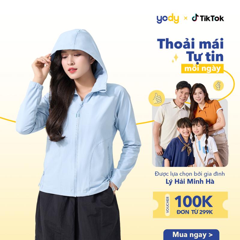 YODY Áo Khoác Gió Nữ 2 Lớp Trượt Nước Siêu Co Giãn Mềm Mại AKN7010 WCWC25F045