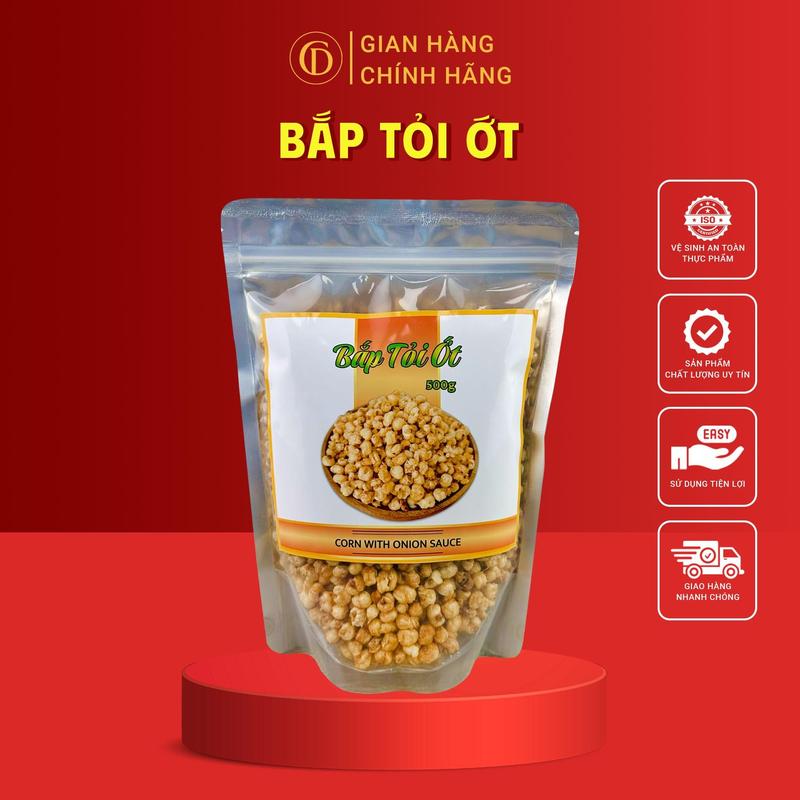 Bắp Sấy Tỏi Ớt - Hàng Xuất Khẩu Túi 500Gram - Cô Diệp Food Đầy Đủ Hồ Sơ Công Bố & Kiểm Nghiệm Sản Phẩm