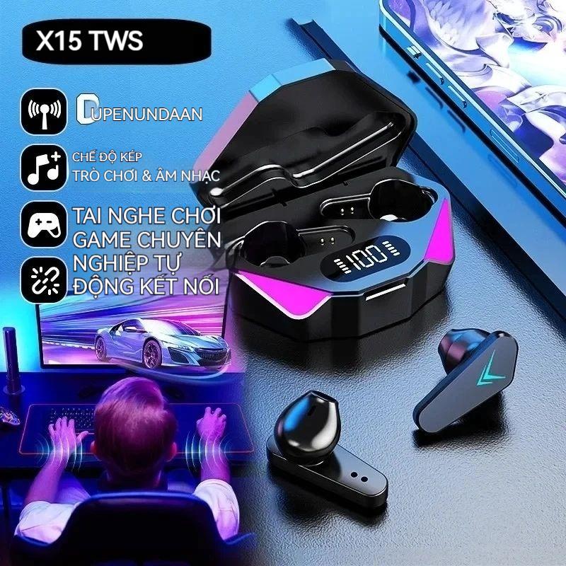 X15 TWS Gaming Earbuds Tai nghe Bluetooth không dây Bass âm thanh âm thanh 9D âm nhạc stereo tai nghe HiFi