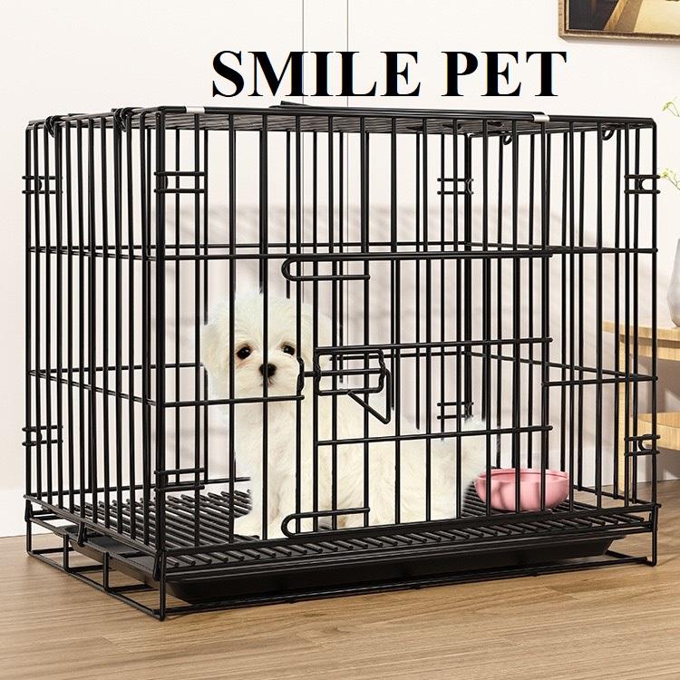 Lồng chuồng nuôi Chó Mèo sơn tĩnh điện, chuồng gấp gọn, Size 50x35x42cm kèm khay đen