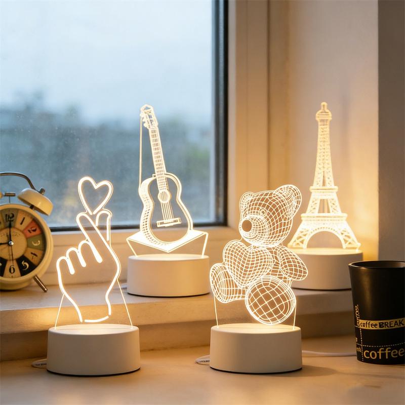 Đèn ngủ acrylic 3D chạy bằng USB, đèn neon phòng ngủ dùng cho đám cưới, tiệc…