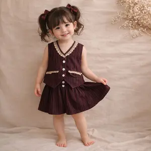 SPESIAL CUCI GUDANG SALE -Setelan Rok Atasan Rompi Salur Anak Perempuan 1-9 Tahun / Setelan Lebaran Anak Ready Siap kirim