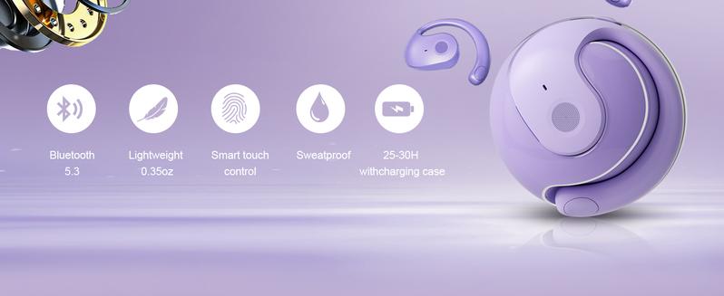 Product Introduction of NovaMart SG【New Product Promo】 2025 Wireless Bluetooth Sports Earbuds – OWS Ear-Mounted, 50H Ultra-Long Battery, IPX5 Waterproof, HD Sound for Running, Gym & Daily Use | Modern Lightweight Design 4