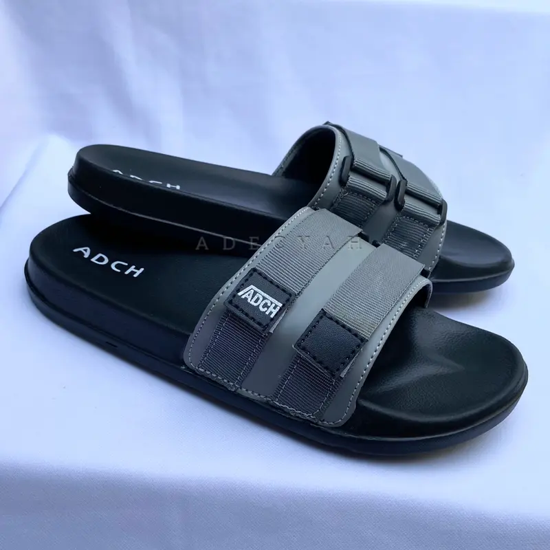 Sandal Slop Strap Webbing Abu Full, Hitam, Army, Merahnata, Grey Pria Wanita 36-43 Sendal Slide Flip Flop Slipon Kasual Slippers Terbaru Kekinian Sandal Cowo Cewe Karet Empuk Ringan Lentur Tidak Licin ADCH 7