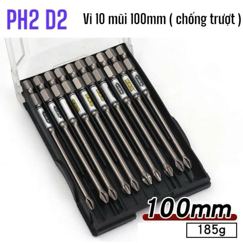 {Mũi Vít 100mm Chống Trượt Nội Địa Trung}. Mũi Vít Chống Trượt D2 Ph2 Mũi Bắn Vít Chống Trượt Chuôi Lục Giác Lắp Máy Khoan Điện Khoan Pin Cứng Cáp Bền Bỉ