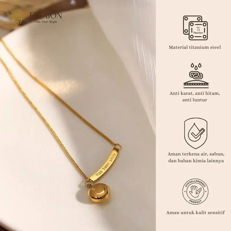Flexion - Gelang Kaki Wanita Bahagia - Titanium Steel - Anti Karat/Hitam/Luntur - Aksesoris dan Perhiasan Fashion Korea Aesthetic Senyum - Stainless Steel 316L - 18K Gold Plated 1