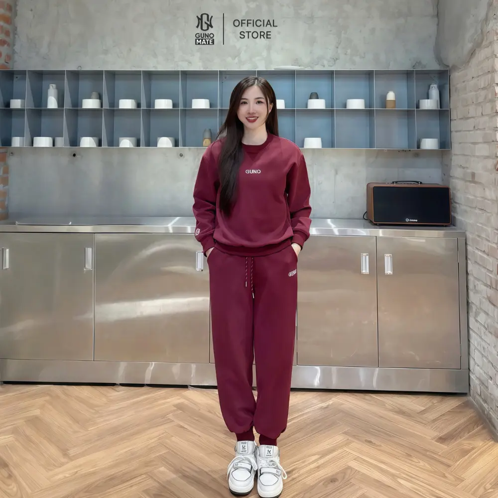 GUNO-Bộ quần áo NỈ NAM NỮ GUNO logo tay quần bo gấu BASIC SP5 |25BG150/25BB179 | BigBuy360 - bigbuy360.vn