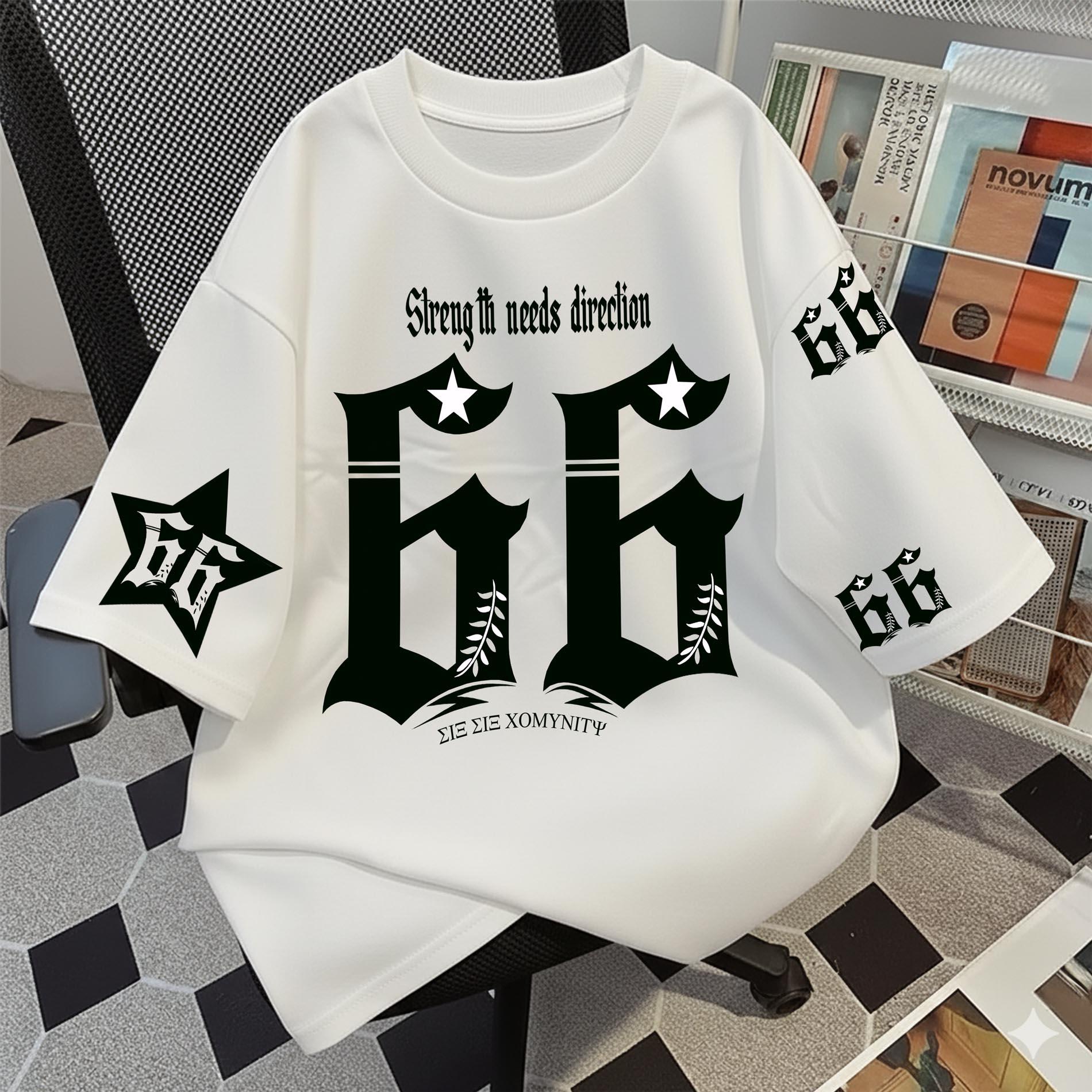 Kaos Oversize 66 Gothic Street Cowok Cewek / Atsan Strength Direction Bold Graphic Tee / vintage retro Jersey pria wanita stylish style kekinian