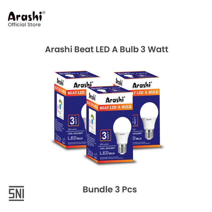 Gambar Arashi Lampu Bohlam LED Beat A Bulb 3W Cahaya Putih Paket isi 3pcs dari Arashi asia Kab. Tangerang Tokopedia