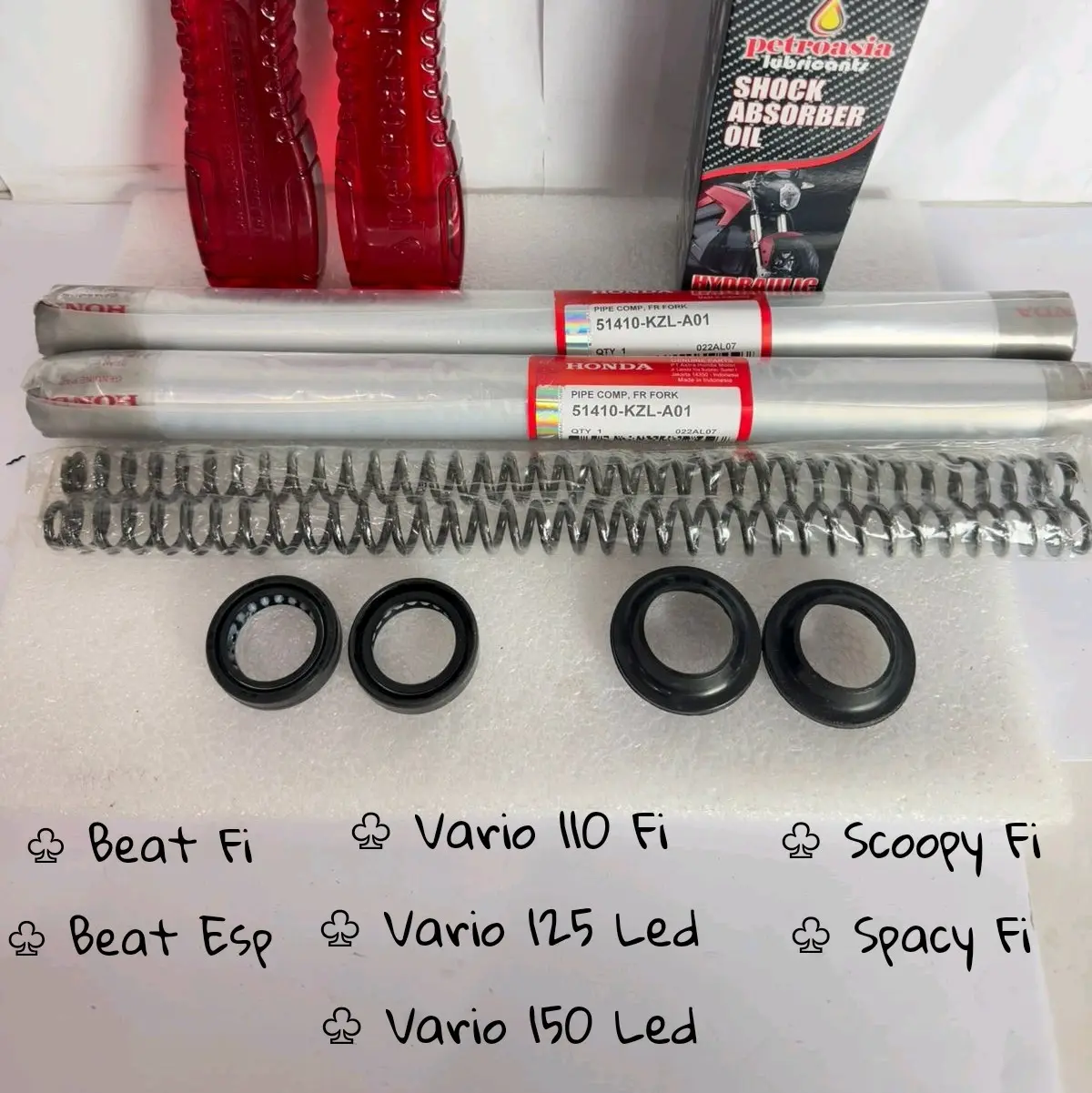 Paket As Shock Depan (KZL) Buat Motor Honda Beat Fi, Beat Esp, Vario 110 Fi, Vario 125 Led, Vario 150 Led, Scoopy fi, Spacy Fi