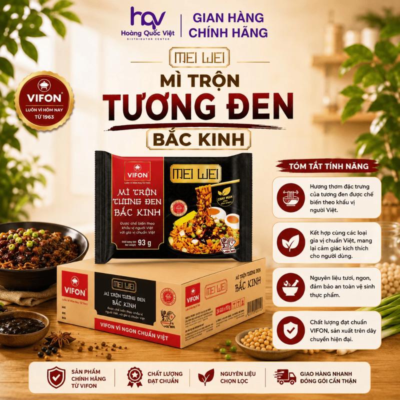 VIFON - Thùng 24 Gói Mì Trộn Tương Đen Bắc Kinh Mei Wei Vifon 93g Sợi Mì Dai Ngon Đậm Vị Trung Hoa