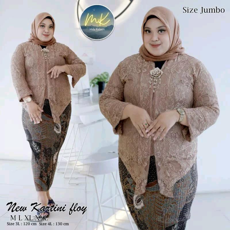 Setelan Kebaya Jumbo Ld 130 Baju Kebaya kondangan Big Size Floy Brokat Lengan 7/8 6