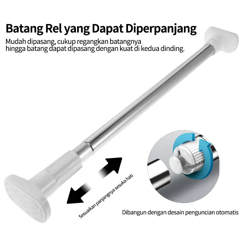 (COD)Tiang Gorden Fleksibel tiang jemuran toilet dapur jendela gordeng 5