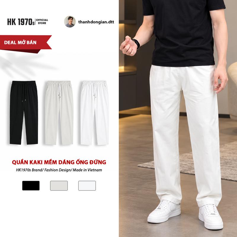 [HK1970s x Thành Đơn Giản] Quần Kaki Nam Dáng Ống Đứng Cạp Chun Vải Kaki Mềm Mịn 290gsm Co Giãn Nhẹ Ống Suông Form Regular Phong Cách Trẻ Trung Năng Động Q252