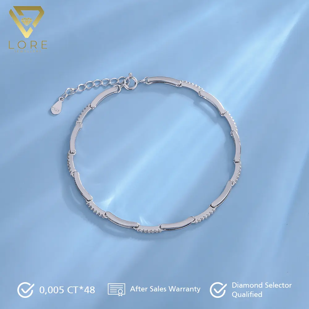 Lore Jewellery - Gelang Moissanite Lapis Emas Putih 18K - Quinza Moissanite Bracelet 0.24 CT