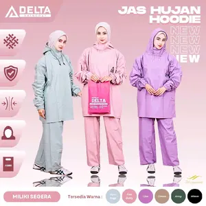 TERBARU JAS HUJAN MODEL HOODIE PRIA WANITA DEWASA BAHAN PVC TEBAL