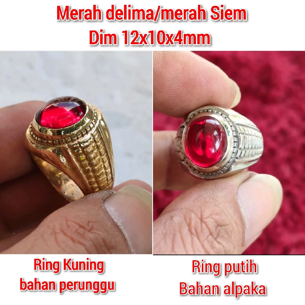 CINCIN PRIA WARNA MERAH SIEM MERAH DELIMA
