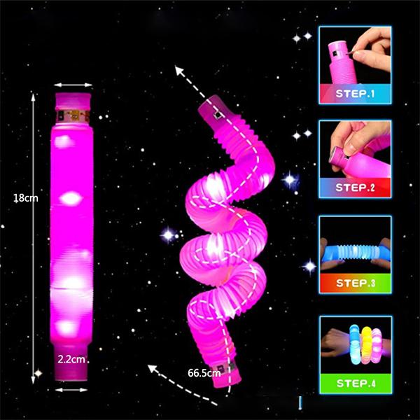 Product Introduction of Mainan Pop Light Up Pipe Stick Pipa Selang Lampu Fidget Toy 4