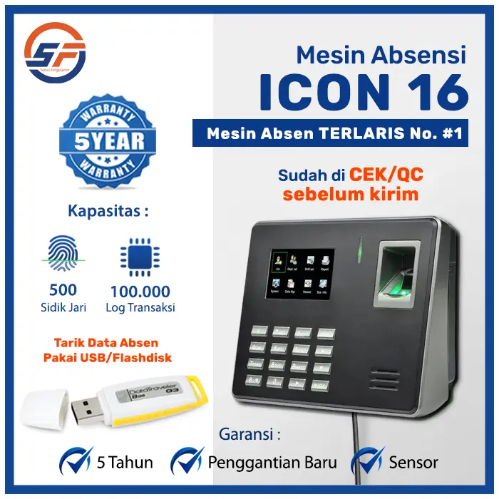 Mesin Absensi Fingerprint ICON 800 dan ICON 16 Standalone Tidak Perlu Instal Software Garansi 5 Tahun