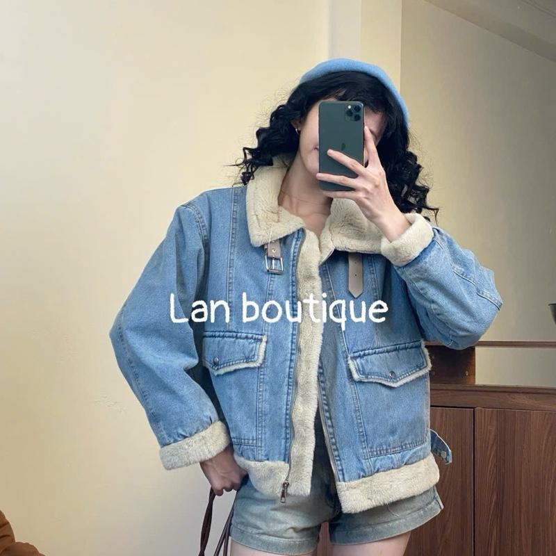 Áo khoác bò lót lông mềm mịn from rộng qc. Mã M27 Jacket