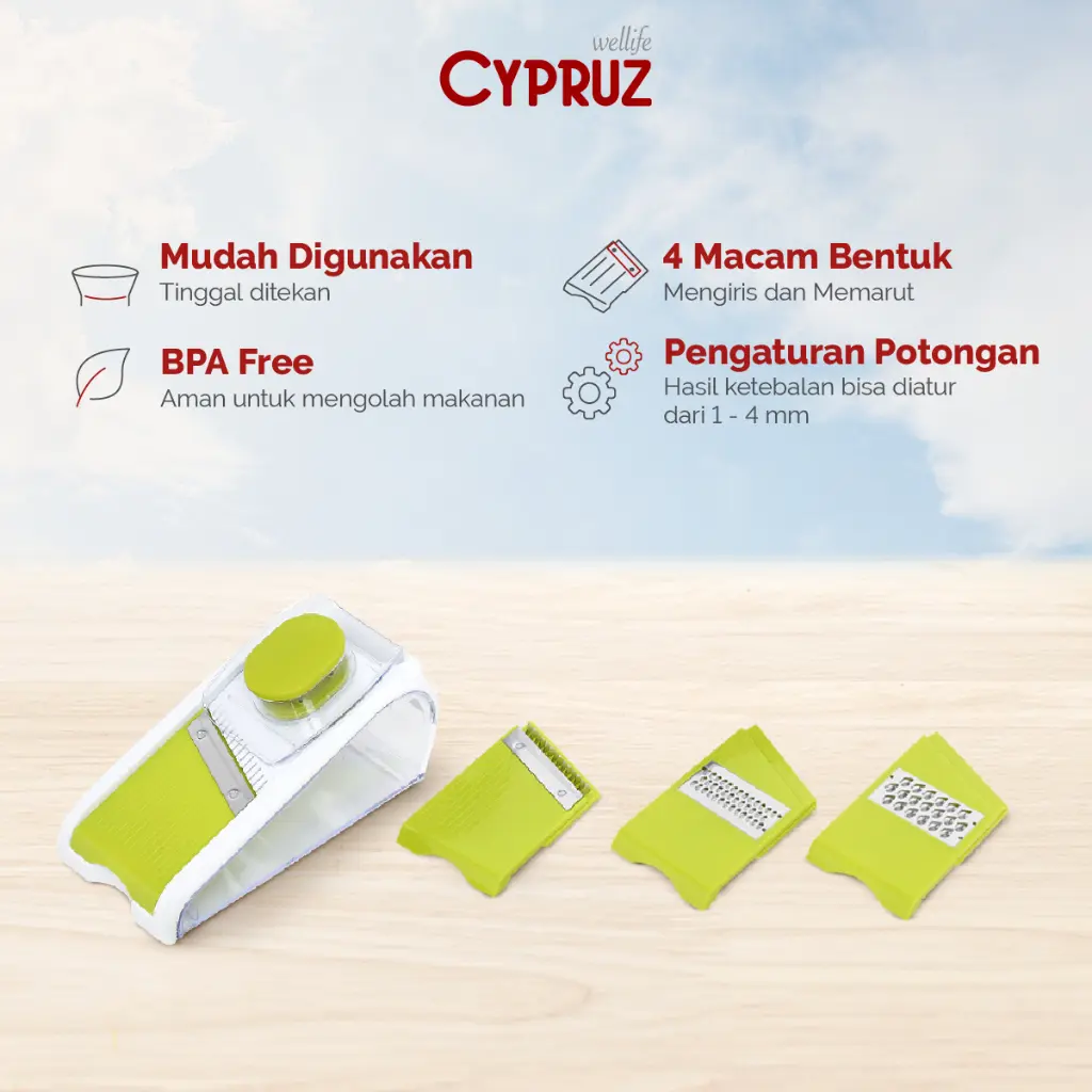 Cypruz Slicer Grater Pemotong Pengiris Bisa Diatur Ketipisan - Kitchenware