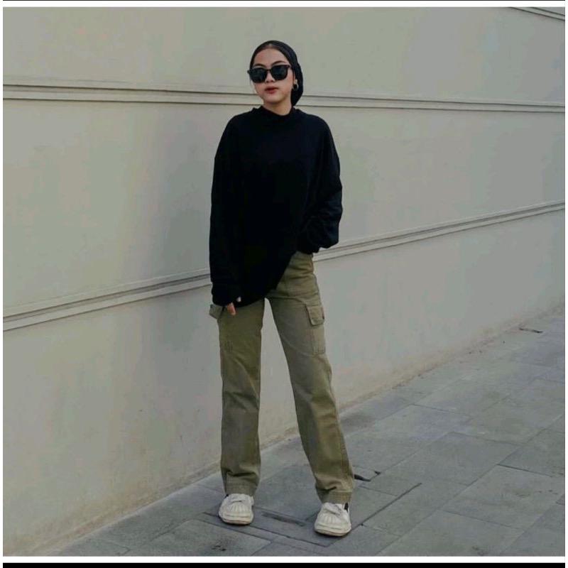 Product Introduction of HIGHWAIST CARGO JEANS WANITA VIRAL JEANS WARNA Celana Panjang 12