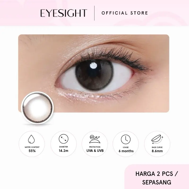 Softlens Kitty Kawaii Mini Julia Brown 14.2mm - Soflen Normal, Minus -0.50 s/d -10.00 (2pcs/sepasang)