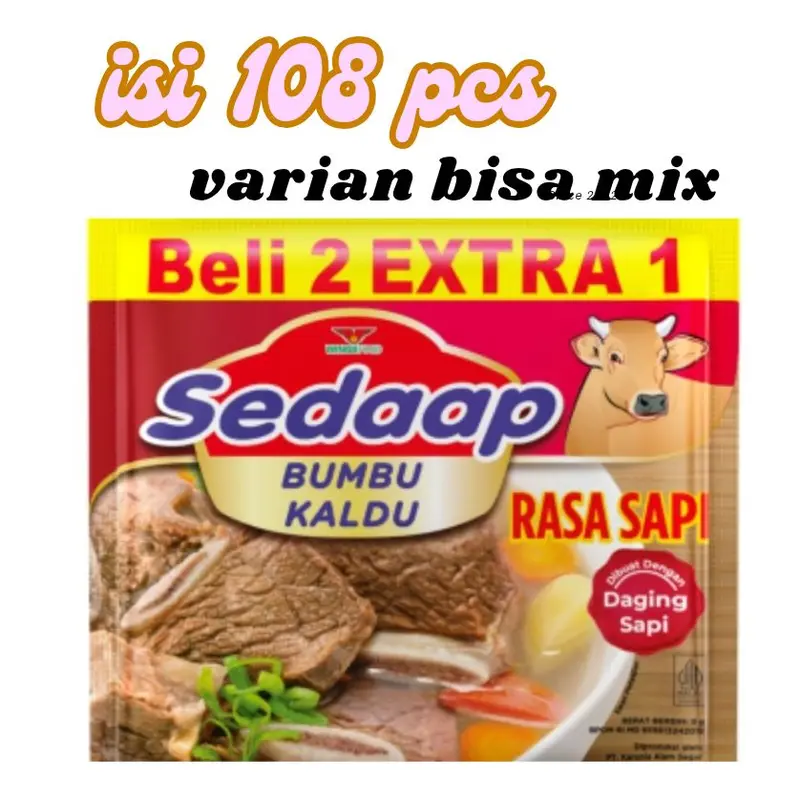 SEDAP BUMBU KALDU 108PCS netto 9 Gram varian sapi dan varian ayam [Bisa MiX] Bubuk Kaldu Bahan Penyedap Msg Masakan 0