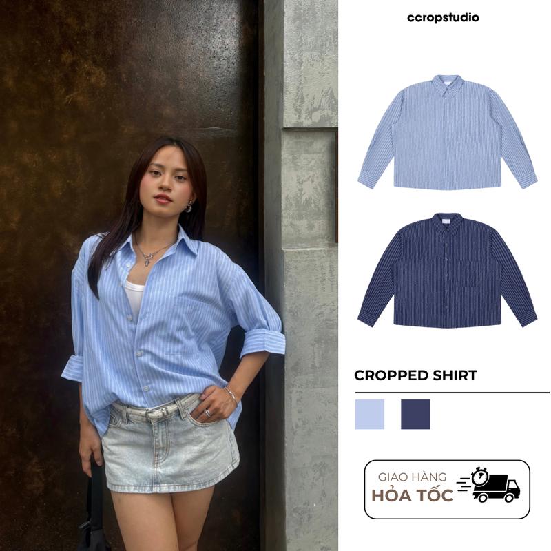 Áo Sơ Mi Dài Tay Crop Dáng Ngắn Vải Cotton Clean Fit - Cropped Cotton Shirts -…