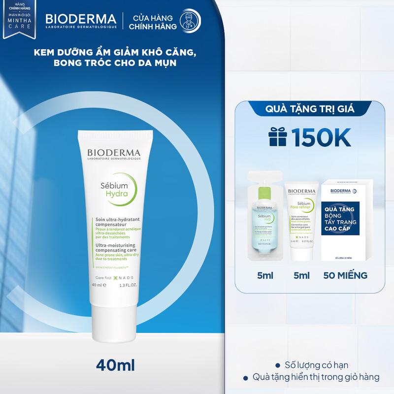 Kem dưỡng ẩm cải thiện tình trạng khô căng, bong tróc cho da mụn Bioderma Sebium Hydra 40ml Skincare
