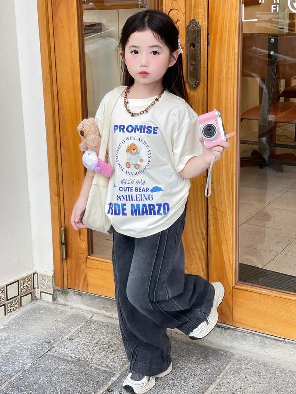 Phúc Anh Kids - Bộ Quần Jean Dài Màu Đen & Áo Phông In Chữ Đáng Yêu Cho Bé Đi Học Đi Chơi..!!! A017