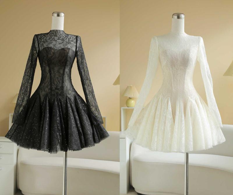 SÒ VINTAGE - VELIANA đầm ren kim sa tay dài phom xòe