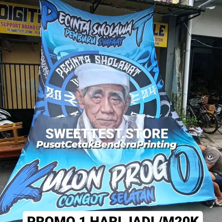 READY STOK + BENDERA TERMURAH + TERLARIS, BENDERA HABIB LUTHFI, HABIB MBAH HASYIM, BENDERA SHOLAWAT FULL PRINTING 0